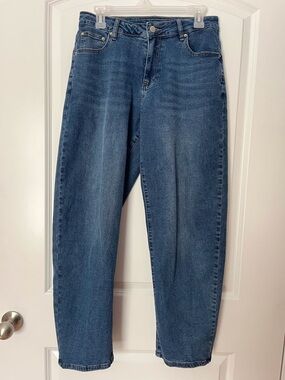 Source Unknown Blue Barrel Leg Ankle-Length Jeans